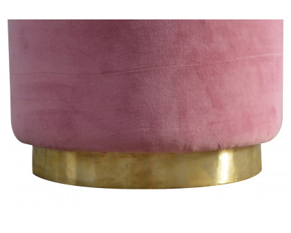 Artisan Footstool with Base - Dusty Pink, Gold, Velvet