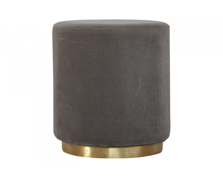 Artisan Footstool with Base - Velvet, Gray, Gold