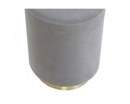 Artisan Footstool with Base - Velvet, Gray, Gold