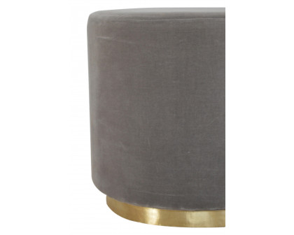 Artisan Footstool with Base - Velvet, Gray, Gold