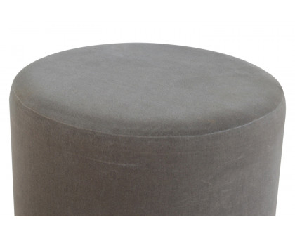 Artisan Footstool with Base - Velvet, Gray, Gold