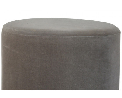 Artisan Footstool with Base - Velvet, Gray, Gold