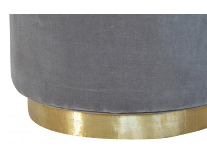 Artisan Footstool with Base - Velvet, Gray, Gold