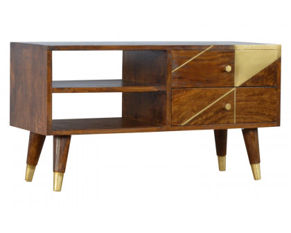 Artisan - Gold Geometric Media Unit in Chestnut