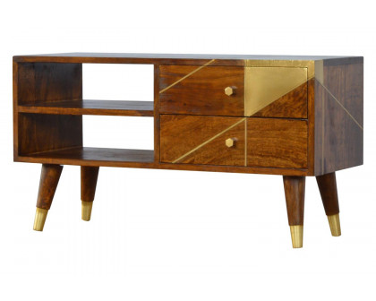 Artisan - Gold Geometric Media Unit in Chestnut