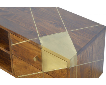 Artisan - Gold Geometric Media Unit in Chestnut