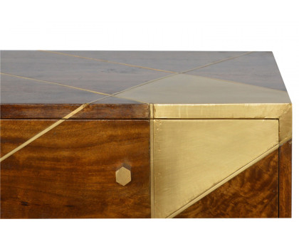 Artisan - Gold Geometric Media Unit in Chestnut