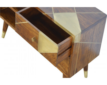 Artisan - Gold Geometric Media Unit in Chestnut