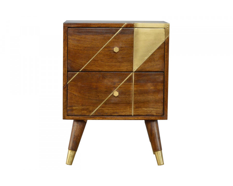 Artisan - Gold Geometric Bedside in Chestnut