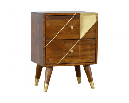 Artisan - Gold Geometric Bedside in Chestnut