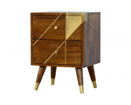 Artisan - Gold Geometric Bedside in Chestnut