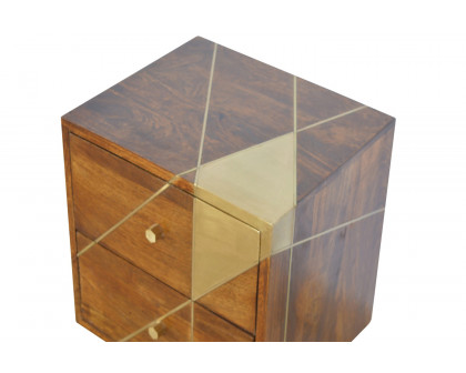 Artisan - Gold Geometric Bedside in Chestnut