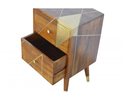 Artisan - Gold Geometric Bedside in Chestnut