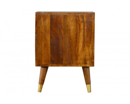 Artisan - Gold Geometric Bedside in Chestnut