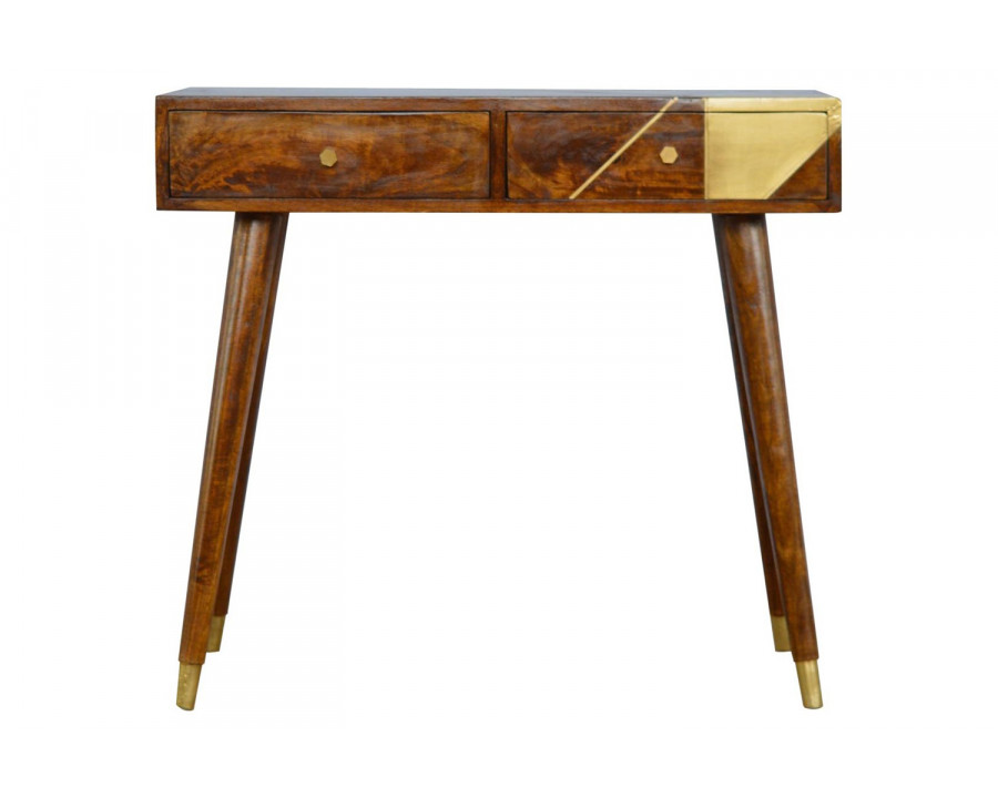 Artisan - Gold Geometric Console Table in Chestnut