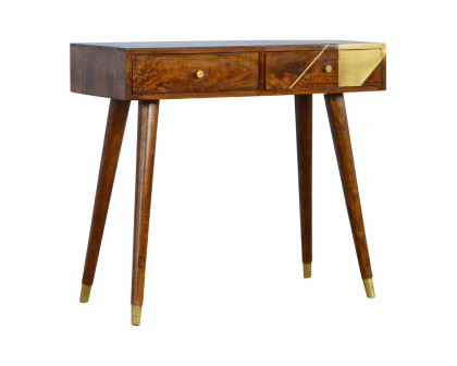 Artisan - Gold Geometric Console Table in Chestnut