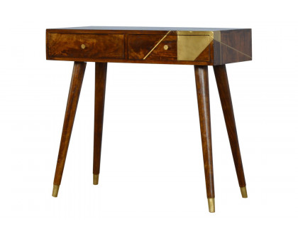 Artisan - Gold Geometric Console Table in Chestnut