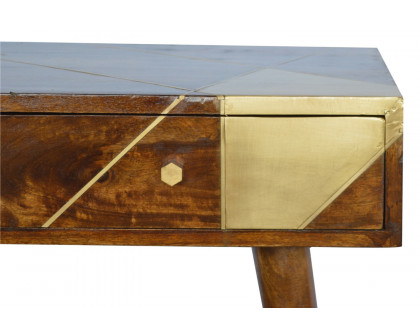 Artisan - Gold Geometric Console Table in Chestnut