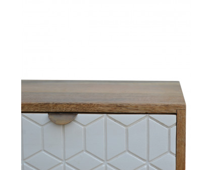 Artisan - Sleek Carved Nightstand in White