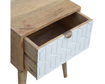 Artisan - Sleek Carved Nightstand in White