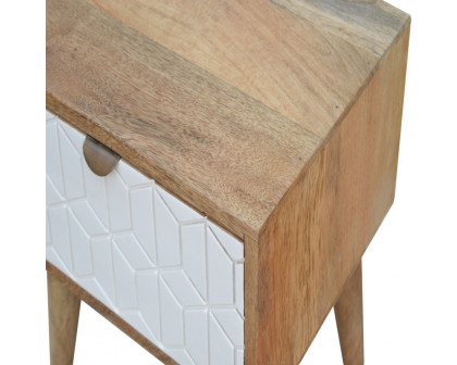 Artisan - Sleek Carved Nightstand in White