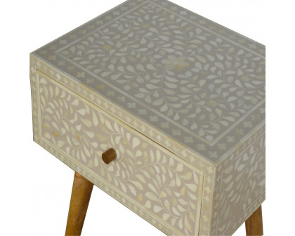 Artisan - Floral Bone Inlay Nightstand in Oak-Ish