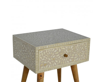 Artisan - Floral Bone Inlay Nightstand in Oak-Ish