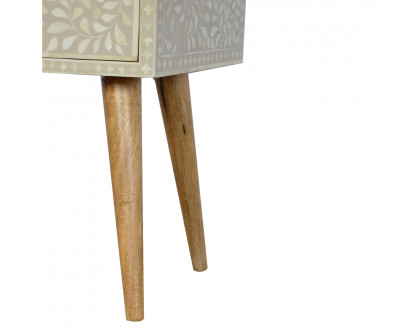 Artisan - Floral Bone Inlay Nightstand in Oak-Ish