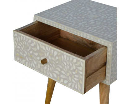 Artisan - Floral Bone Inlay Nightstand in Oak-Ish