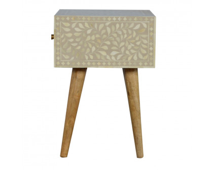 Artisan - Floral Bone Inlay Nightstand in Oak-Ish