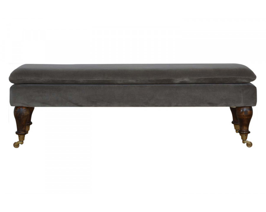 Artisan Bench with Castor Legs - Gray, Velvet