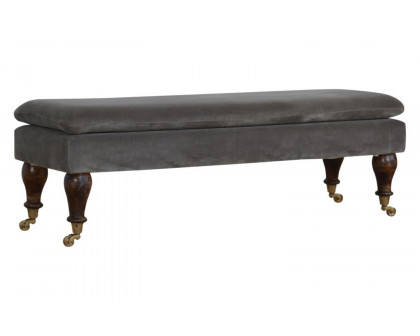 Artisan Bench with Castor Legs - Gray, Velvet