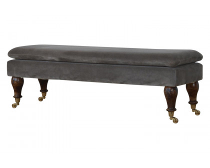 Artisan Bench with Castor Legs - Gray, Velvet