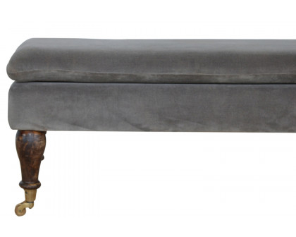 Artisan Bench with Castor Legs - Gray, Velvet