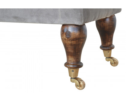 Artisan Bench with Castor Legs - Gray, Velvet