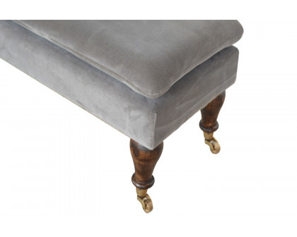 Artisan Bench with Castor Legs - Gray, Velvet