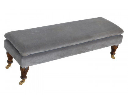 Artisan Bench with Castor Legs - Gray, Velvet