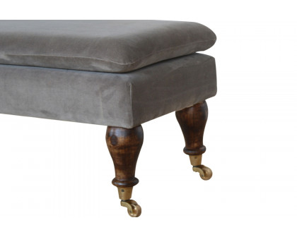 Artisan Bench with Castor Legs - Gray, Velvet