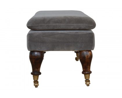 Artisan Bench with Castor Legs - Gray, Velvet