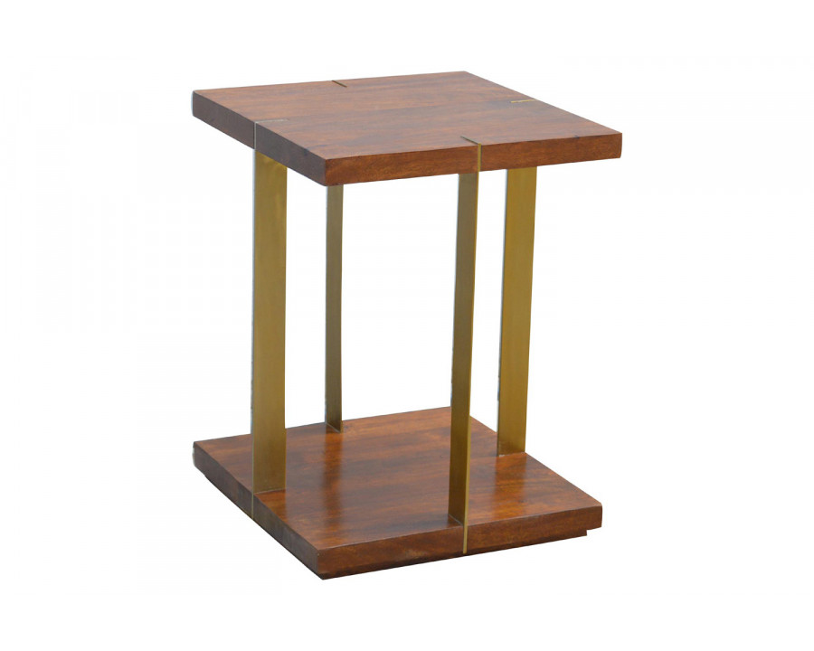 Artisan - Open End Table with 4 Gold Panels in Chestnut