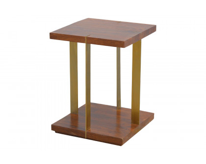 Artisan - Open End Table with 4 Gold Panels in Chestnut