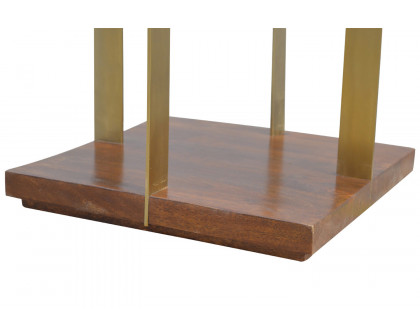 Artisan - Open End Table with 4 Gold Panels in Chestnut