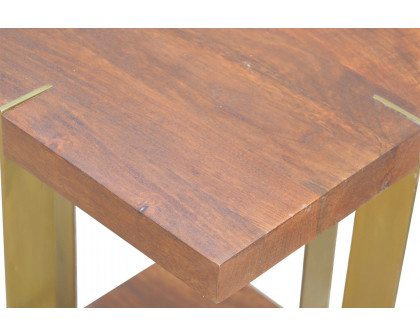 Artisan - Open End Table with 4 Gold Panels in Chestnut