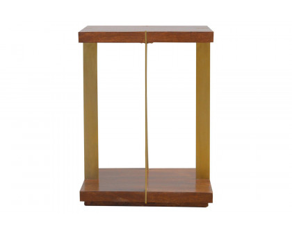 Artisan - Open End Table with 4 Gold Panels in Chestnut