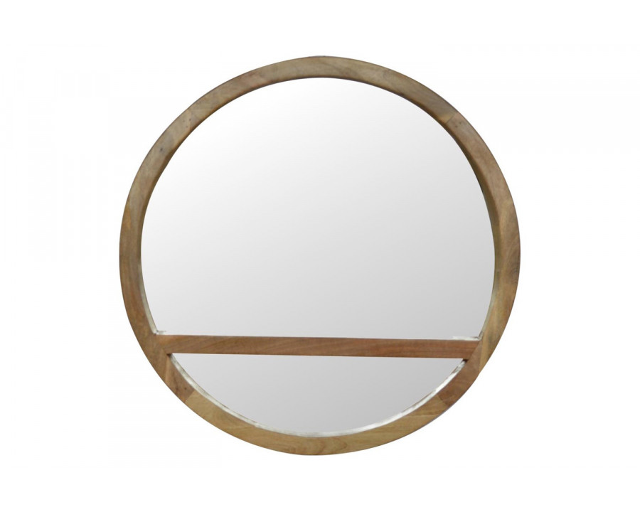 Artisan - Wooden Round Mirror with 1 Shelf