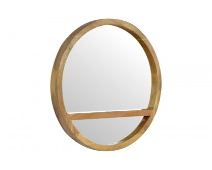 Artisan - Wooden Round Mirror with 1 Shelf