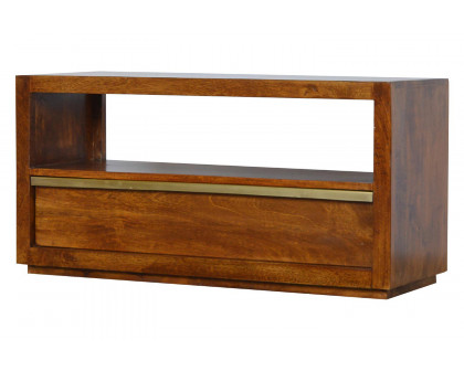 Artisan - Media Unit with Gold Bar in Chestnut