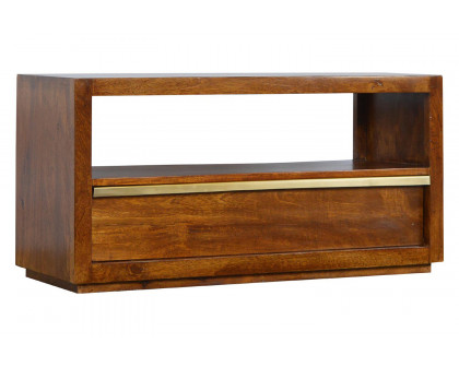 Artisan - Media Unit with Gold Bar in Chestnut