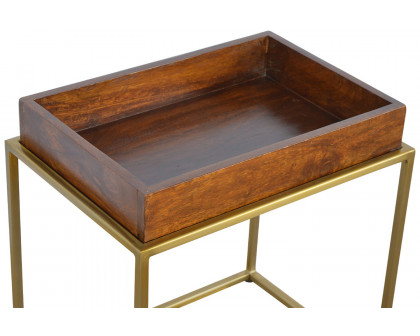 Artisan - Butler Tray Table with Gold Base in Chestnut