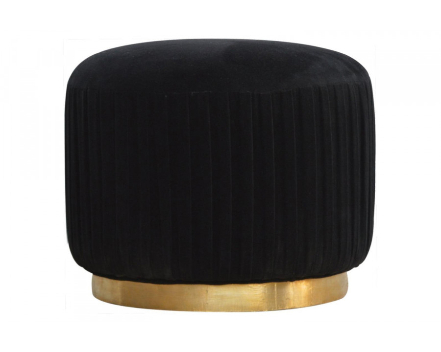 Artisan Footstool with Base - Cotton Velvet, Black, Gold